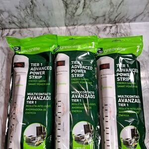 Greenlite Set/3 Advanced Power Strip 7 Outlet Surge Protection Ideal‎ For PC/TV